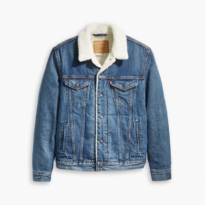 levi's blue sherpa denim jacket