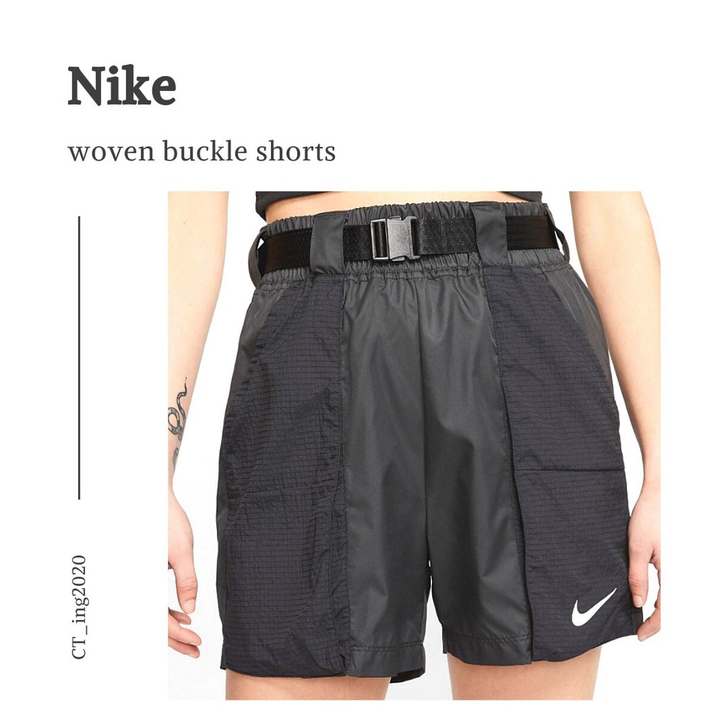 nike woven buckle shorts in black