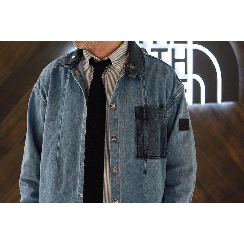 the north face purple label broken twill denim shirt jacket