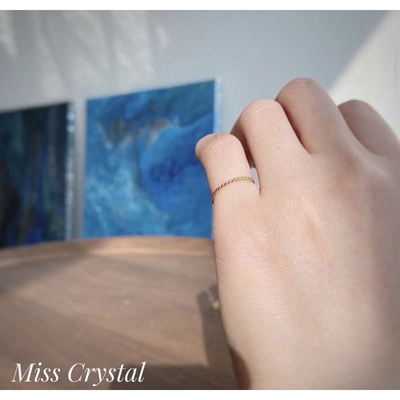 Miss Crystal Jewelry 18黃k金  尾戒 婚戒 手工麻花戒指  白金色▕ 玫瑰金▕ 黃k金