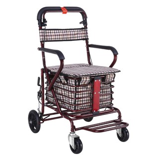 購物車 老年代步車折疊購物車座椅可坐四輪買菜助步可推小拉車老人手推車