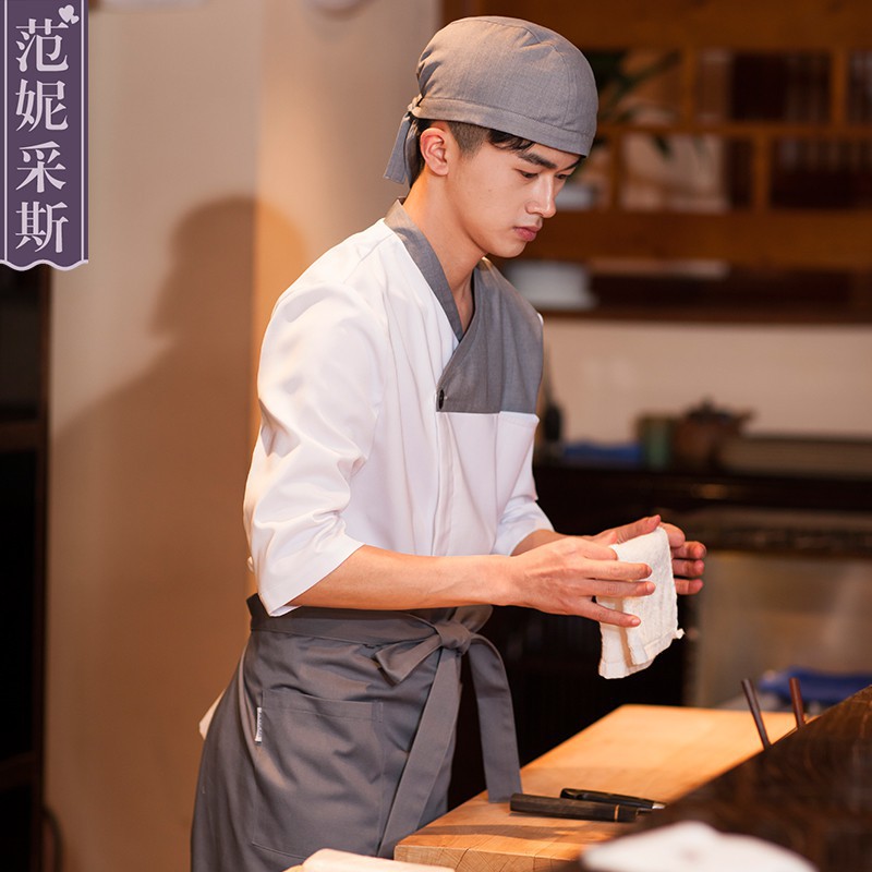 七里鋪 19新款日本餐廳時尚廚師工作服居酒屋壽司店服務生服裝 蝦皮購物