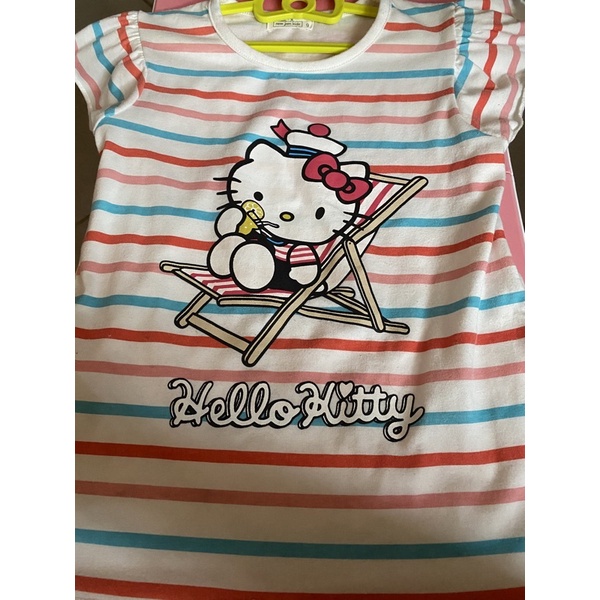 女童荷葉袖hello kitty短袖上衣T恤（9碼）