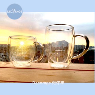 DECORAGE 做傢飾｜雙層耐熱把手玻璃杯 咖啡杯 水杯 雙層玻璃杯 馬克杯 雙層 聖誕節禮物 交換禮物 禮物 不燙手