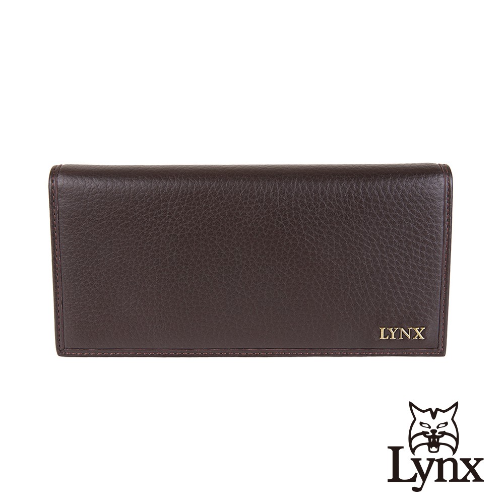 【Lynx】美國山貓荔枝紋進口牛皮16卡長夾/皮夾-咖啡 透明窗/多卡位/拉鏈隔層袋 LY16-2004-85
