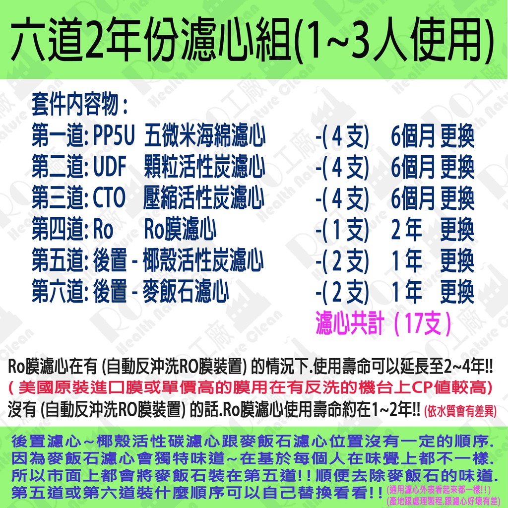 Ro工廠 Ro 六道式兩年份濾心組 多種濾心組合 台製 Mit 蝦皮購物