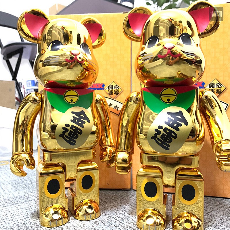 限量 Bearbrick電鍍暴力熊招財貓擺件金運千萬兩陰陽積木熊手辦玩偶 蝦皮購物