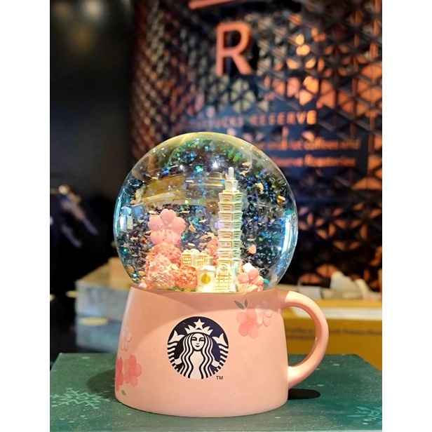 Starbucks 星巴克 台北101 限定水晶球 櫻花 粉紅 已絕版
