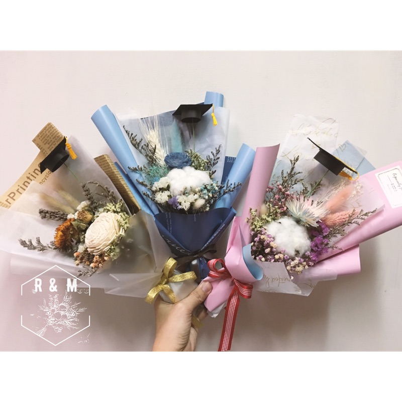 Rm 乾燥花束畢業花束學士帽系列 蝦皮購物