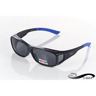 【S-MAX專業代理】New 年度新款 舒適包覆 透氣導流孔設計 Polarized偏光運動包覆眼鏡 (鏡面黑藍)
