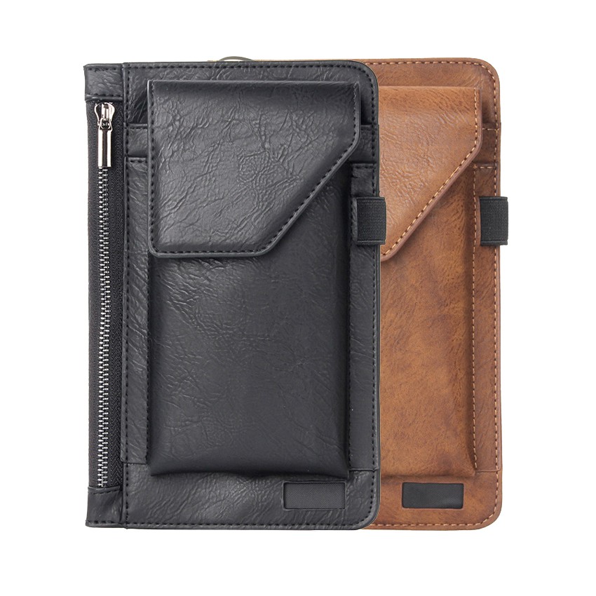 5.5吋 6.5吋 通用直式皮革腰包雙手機錢包袋收納腰掛皮帶腰包