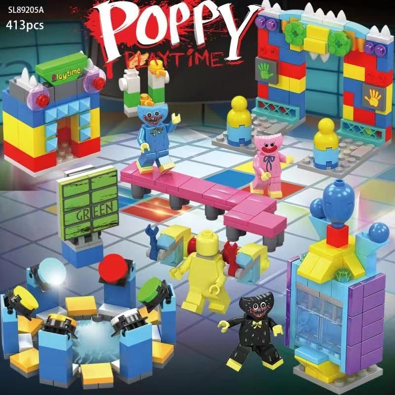 新款 兼容樂高波比的遊戲時間 積木人偶 POPPY場景拼圖 poppy playtime huggy 兒童玩具