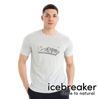 【icebreaker】Tech Lite II 男 羊毛圓領 印花短袖上衣 AD150 『白灰』0A56IK