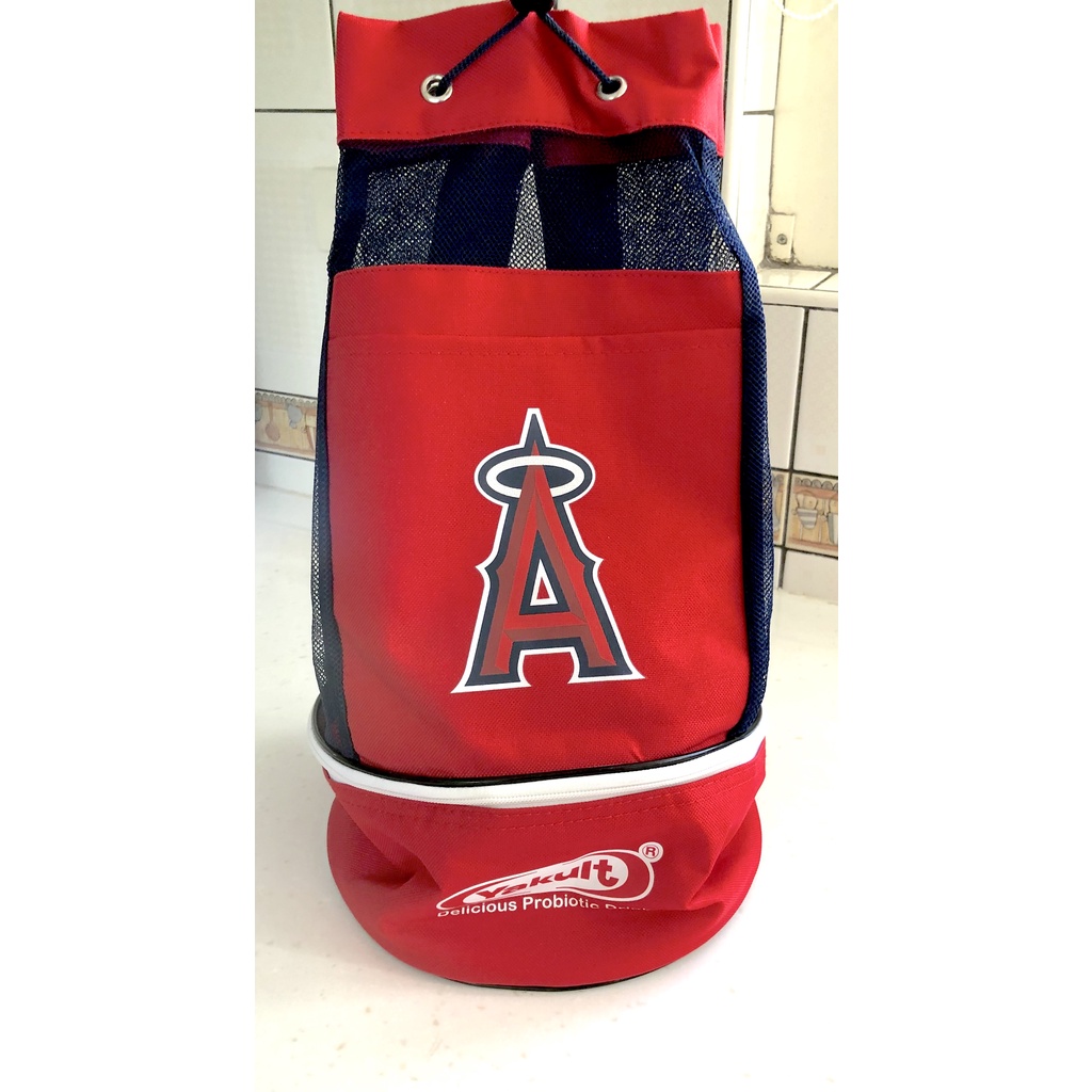 美國職業棒球大聯盟MLB 洛杉磯天使隊 &amp; Yakult 聯名 束口輕便型後背包