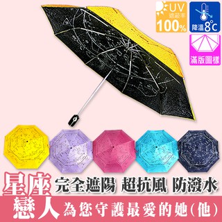 雨傘達人 星座戀人黑膠手動三折傘 2支免運費 全台獨賣一秒快速合傘 抗uv100 傘下降溫8度 傘面不沾水 蝦皮購物