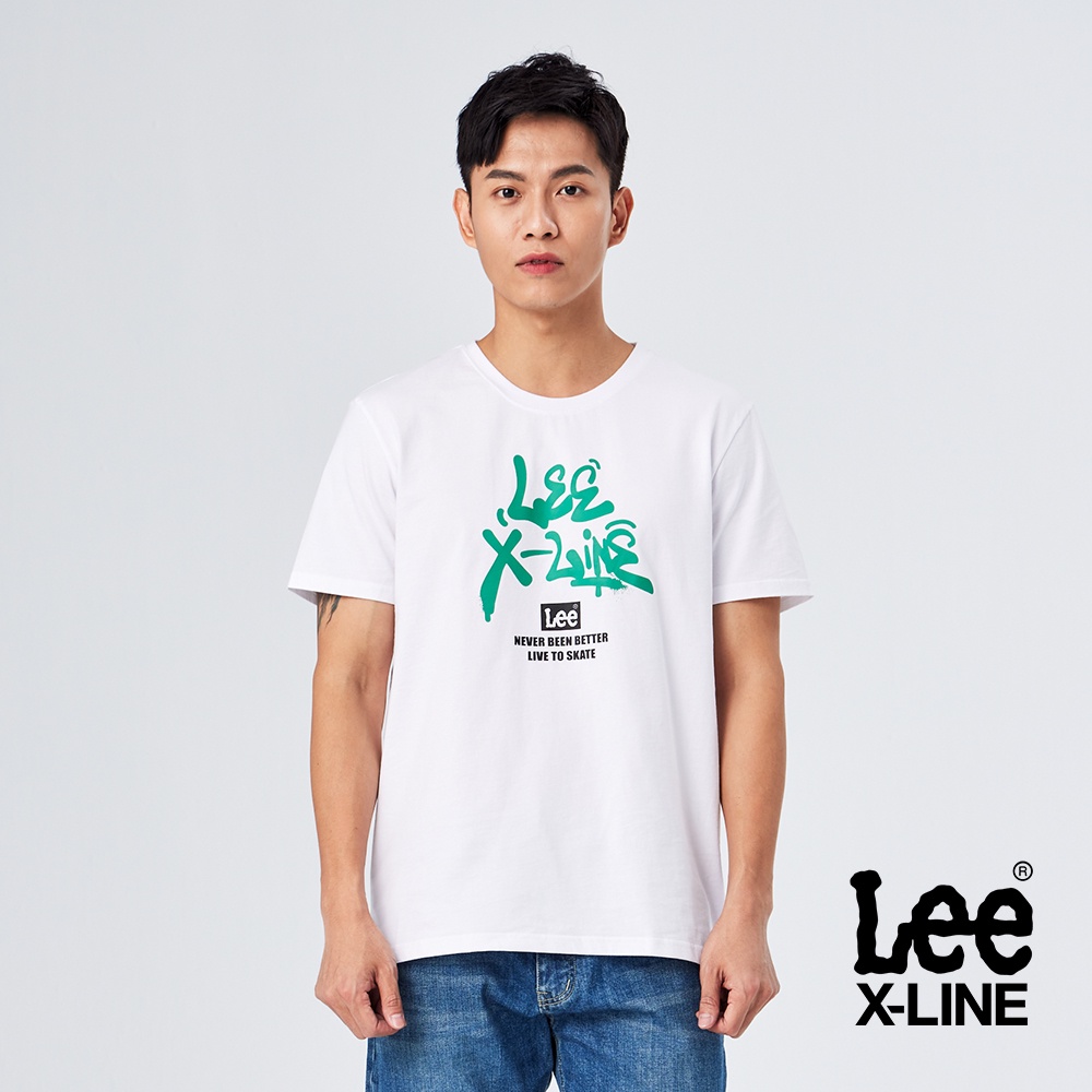 Lee 草寫LOGO短袖T恤 男 X-LINE 經典白LL220009K14