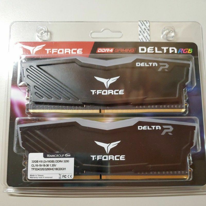 TEAM十銓 T-Force Delta RGB 16GBx2 DDR4-3200 黑/RAM記憶體