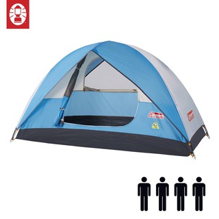 【Coleman】日光浴4人帳篷 天藍色 露營 登山 雙窗 透氣 防雨