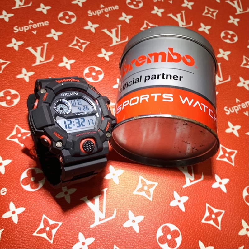 Brembo 豐年俐 限量黑底紅運動計時器 手錶 電子錶 BREMBO