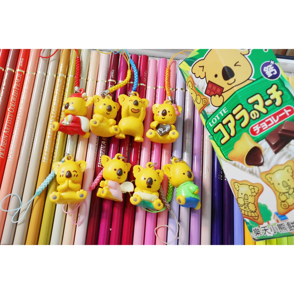 日本 8入 絕版收藏 無尾熊餅乾 小熊餅乾 LOTTE 樂天小熊 贈品玩具 吊飾 共八款