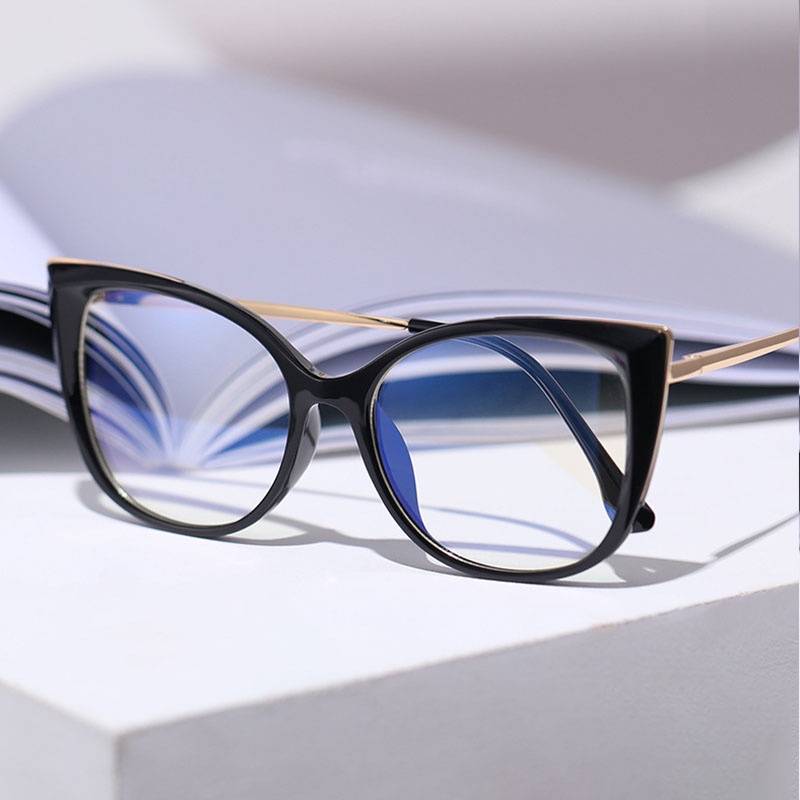 時尚 TR90 貓眼眼鏡框女士個性防藍光眼鏡男士時尚眼鏡框品牌設計眼鏡