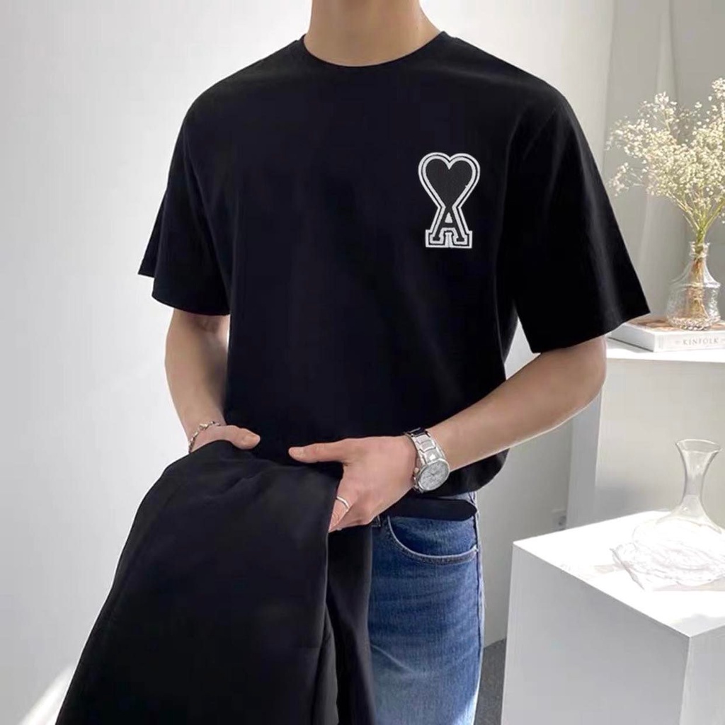 [高品質] Ami PARIS 黑色心形襯衫 - 高級全標籤包