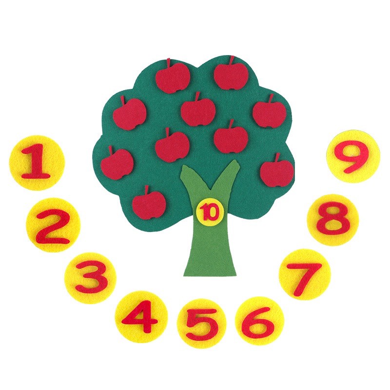 早教教具不織布手工數學蘋果樹認知1-10