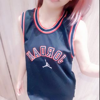 Jordan喬丹女版籃球衣/黑色/童裝L/長版洋裝/運動性感風
