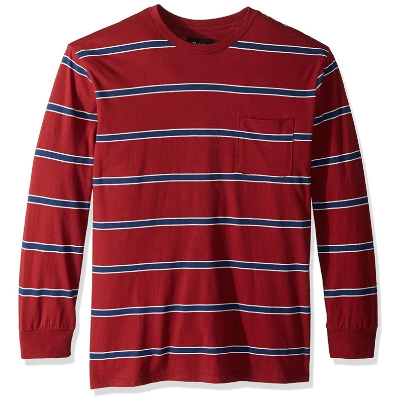 【忠誠商行】Brixton - HILT WSHD L/S PKT BURGUNDY 紅藍色 長TEE 現貨販售