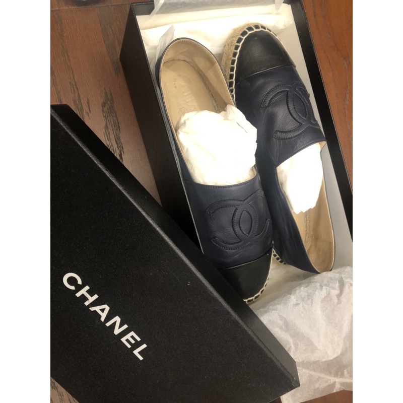 Chanel 漁夫鞋（鉛筆鞋）藍黑色39碼