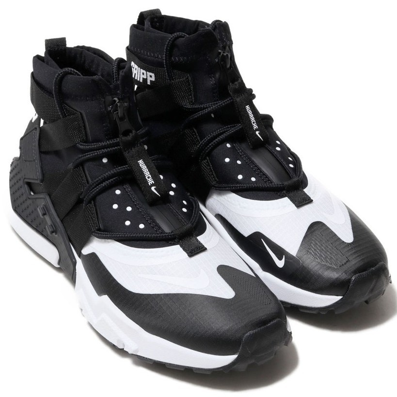 nike huarache gripp black and white