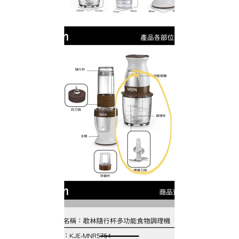 全新歌林果汁機零件—通用不鏽鋼刀頭絞肉杯組