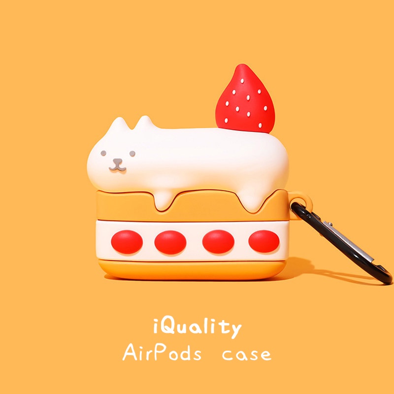 🍓可愛草莓貓咪蛋糕 AirPods 保護殼 AirPods1/2代 保護套 AirPods Pro 3代 蘋果耳機保護套