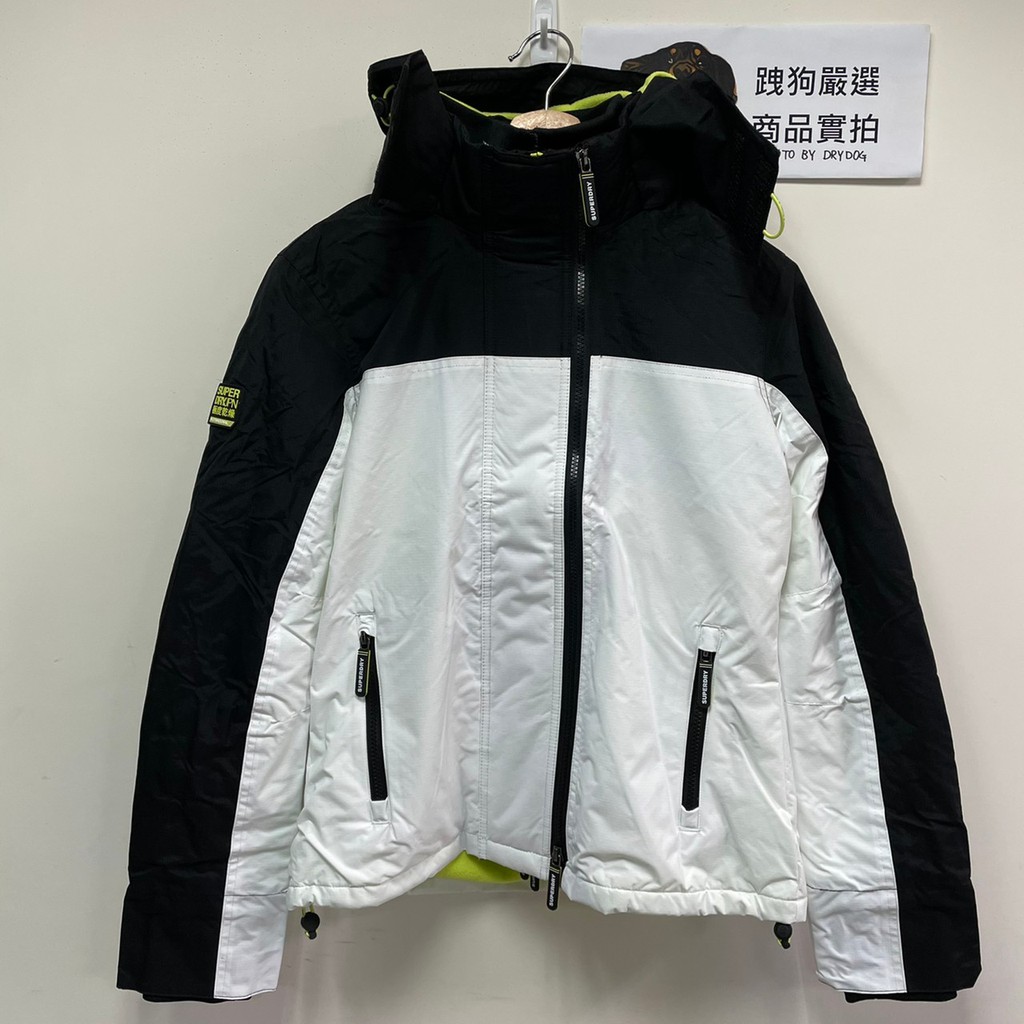 跩狗嚴選 極度乾燥 Superdry 環太平洋 經典款 三層拉鍊 刷毛保暖 防風 風衣 外套 黑白 螢光萊姆