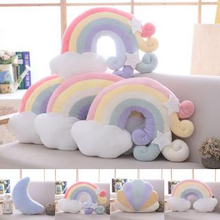 彩虹毛絨沙發抱枕靠墊睡枕雲月家居裝飾玩具