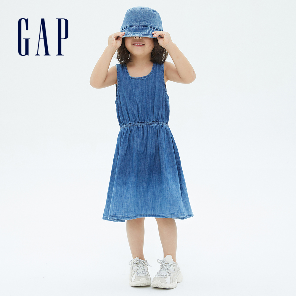 Gap 女童裝 純棉輕薄漸層牛仔背心裙-藍色漸層(686943)