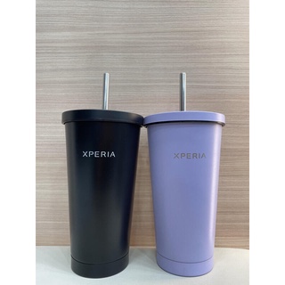 【原廠限量商品】SONY XPERIA 簡約不鏽鋼吸管杯 紫/黑 (現貨)