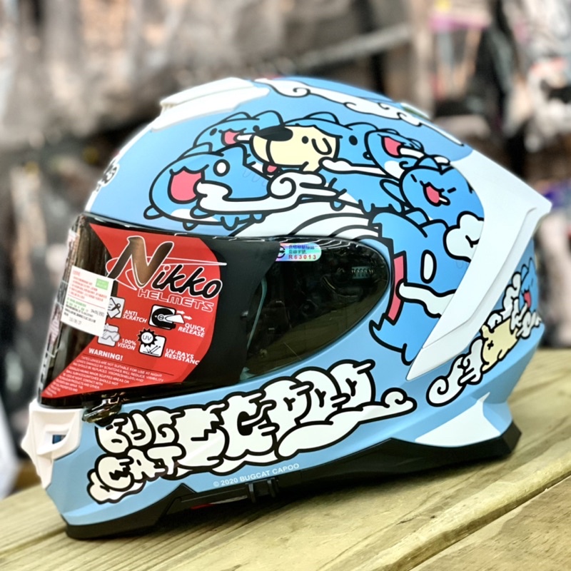 🛵大葉騎士部品 現貨 免運 原廠授權 正版聯名 NIKKO N806 咖波 貓貓蟲 平光藍 藍 夜光 全罩式安全帽 全罩
