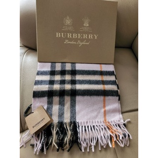 Burberry 粉紅經典格紋 喀什米爾羊毛圍巾