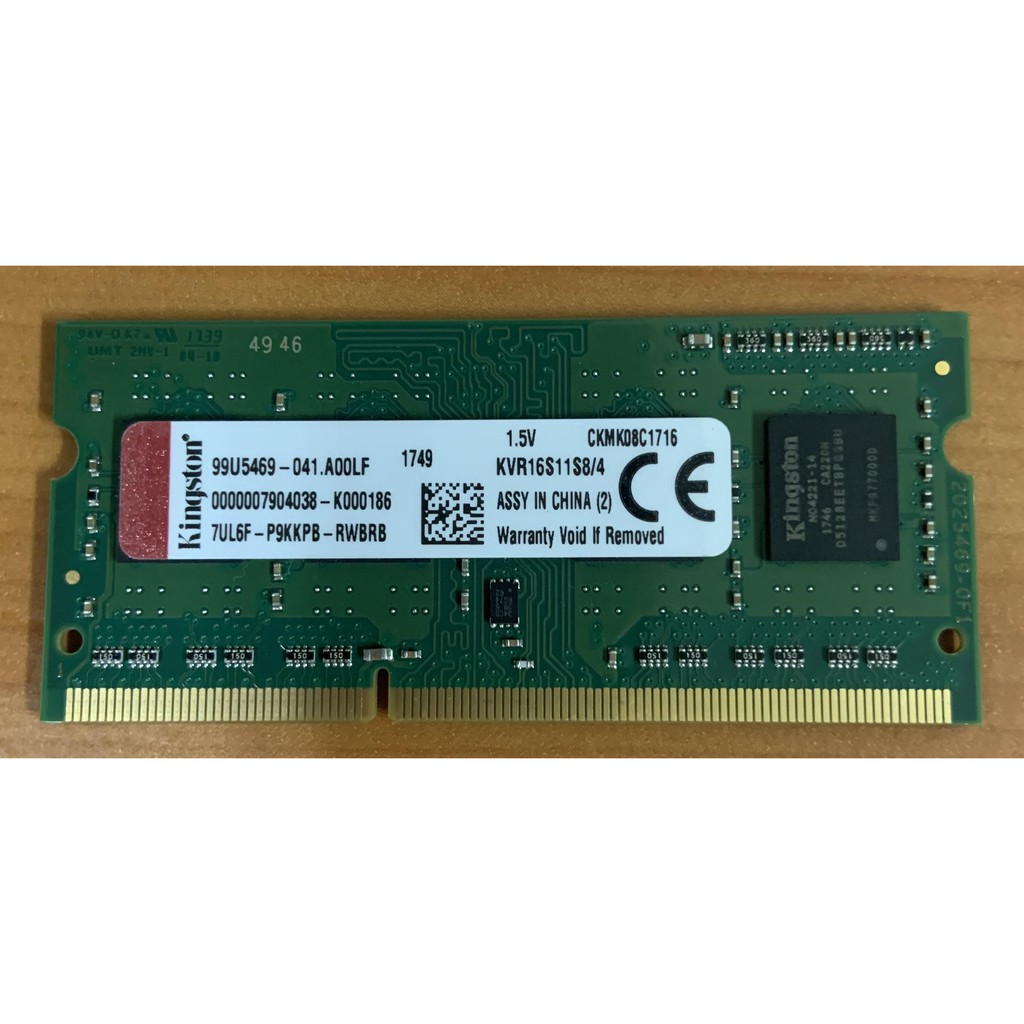 金士頓 DDR3-1600 4G 1Rx8 雙面 ram 記憶體 筆電記憶體