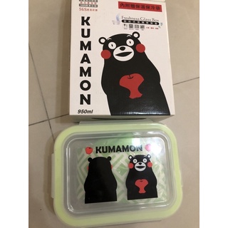 KUMAMON熊本熊 玻璃密扣式保鮮盒 950ml(長方形)含便當袋 保溫袋 保鮮盒 便當盒