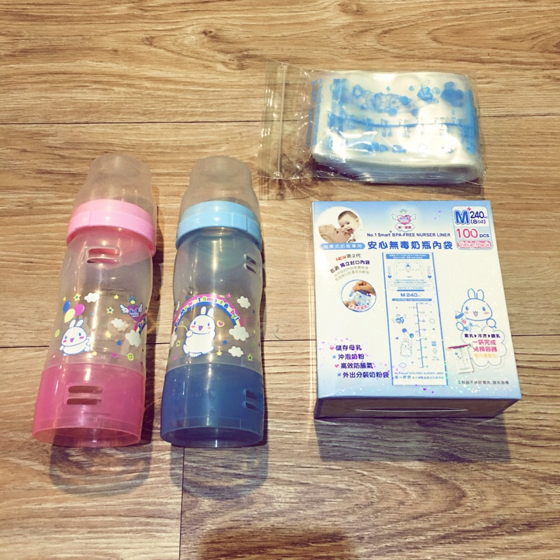 台灣【第一寶寶】二代免洗奶瓶組+ 內袋補充包(M)240ml(100入)