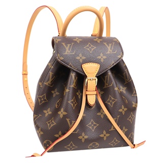 LV M45502 MONTSOURIS花紋LOGO Monogram帆布釦式束口後背包(BB/咖啡)