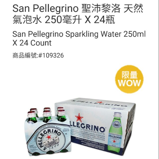 ⭐️宅配免運！San Pellegrino聖沛黎洛 天然氣泡水250毫升X24瓶-吉兒好市多COSTCO線上代購