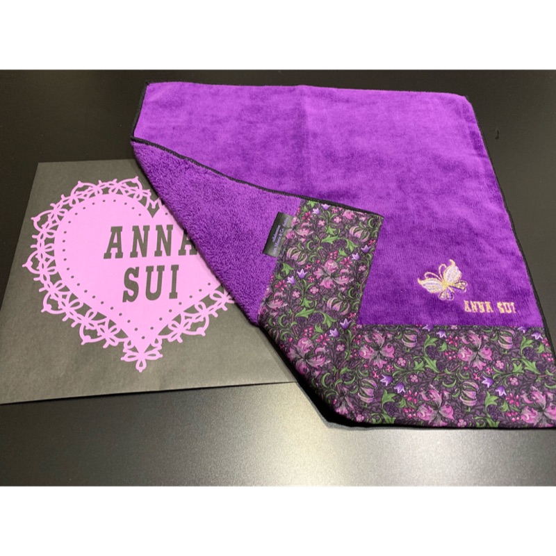 ╭☆°水水私貨舖☆°╮【ANNA SUI】全新真品  經典蝴蝶刺繡系列 方巾/手帕~新品