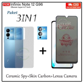 3 合 1 防刮陶瓷啞光 INFINIX NOTE 12 G96 NOTE 12 VIP NOTE 12i NOTE 1