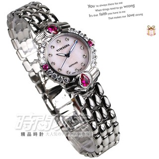 TIVOLINA 古典風華 LAW3711PS 耀眼鑽錶，銀色不鏽鋼藍寶石水晶玻璃27mm防水30M白粉面女錶【時間玩家