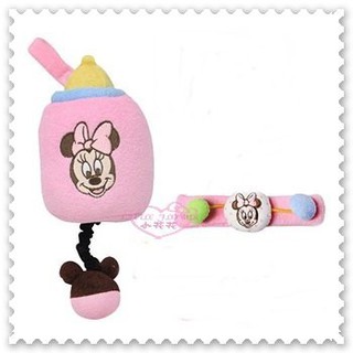 ♥小花花日本精品♥《Disney》迪士尼 米妮 奶瓶音樂鈴 安撫鈴 成長音樂鈴 粉色 造型玩具 50093502