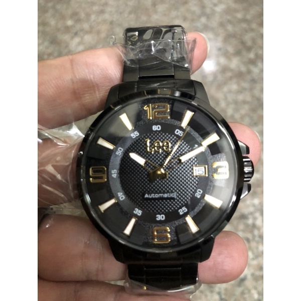 Lee時尚品牌純黑自動機械錶