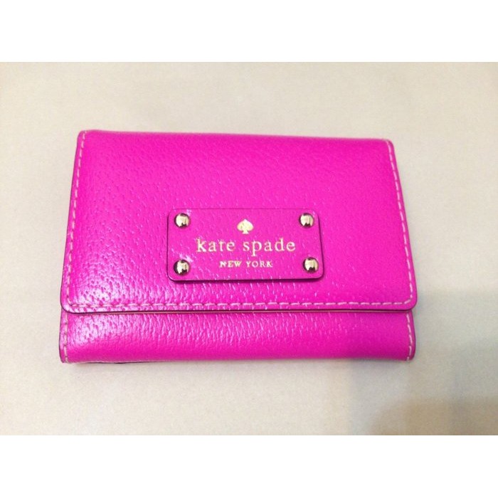 美國紐約 Kate Spade 專櫃桃紅色名片夾卡夾 悠遊卡夾 零錢包鑰匙包